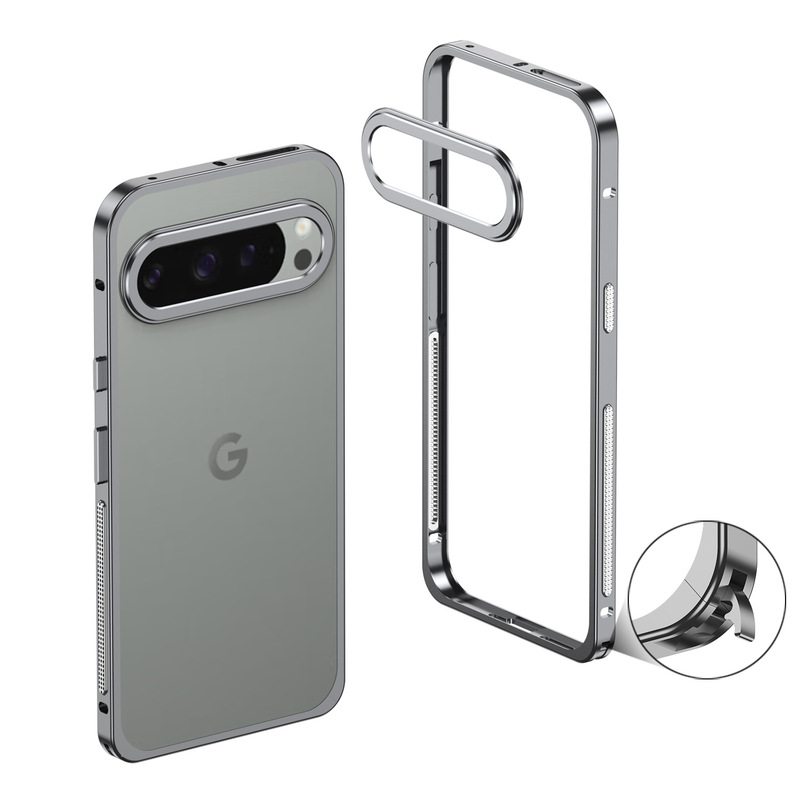 跨境适用谷歌pixel10pro海马扣边框手机壳9proXL金属散热防摔套|undefined