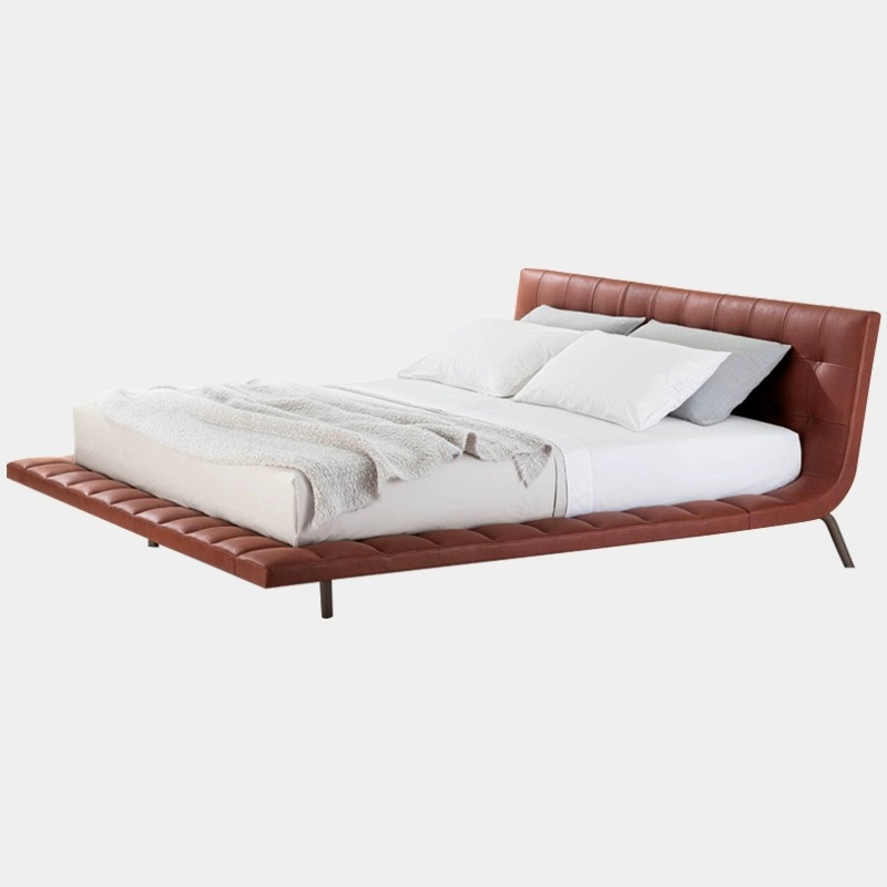 Italiano simple ONDA cama de cuero Luz de lujo moderno ONDA minimalista diseñador dormitorio cama doble 1,8 m cama de boda