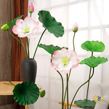 ✅荷花莲蓬荷叶莲花客厅摆放手感单只假花水池装饰造景拍摄道