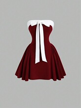P 98496 Off Shoulder Puff Dress һ���I�����B��ȹ �羳�W����