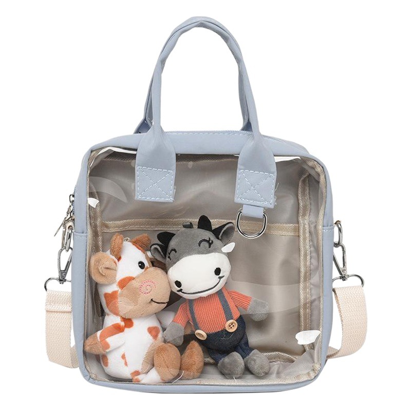 Ins japonés lindo bolso de bebé bidimensional bolso de dolor transparente bolso de nailon de doble uso de gran capacidad bolso de mensajero de estudiante de niña suave