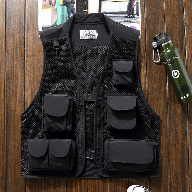 Trendy Brand Summer Men's Vest Camouflage Mesh Photography Vest Outdoor Tooling Multi-Pocket Casual Fishing Horse Clip Thin