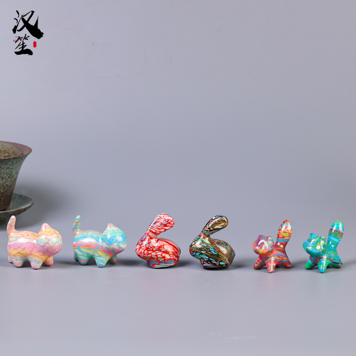 杭州霊隠漆猫シリーズ カラフルで可愛い猫 招き猫 漆塗り置物 文玩装飾