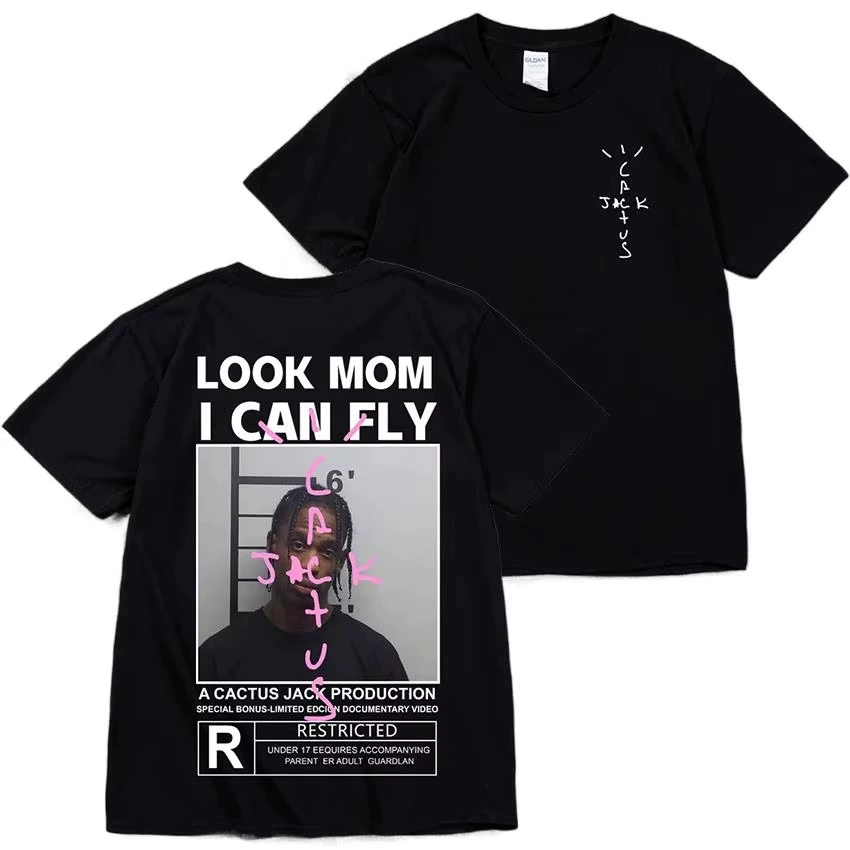 Футболка Cactus Jack Высококачественный хлопок Посмотри, мама, я могу летать ASTROWORLD Хип-хоп с коротким рукавом