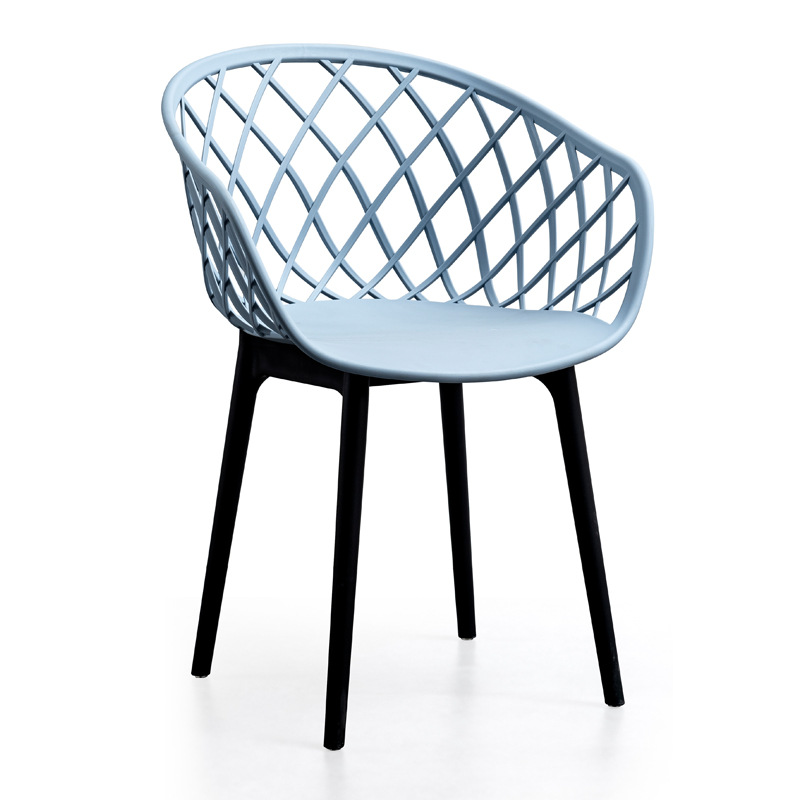 Silla de plástico moderna nórdica, tienda de postres, silla de respaldo perezosa, silla de comedor hueca de restaurante occidental, silla de exterior