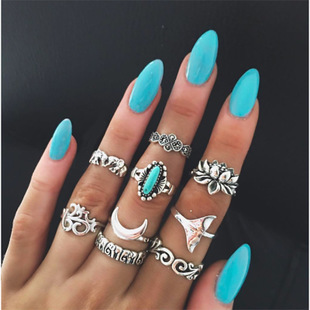 欧美流行套装戒指 复古多元素组合多件套戒指 几何型女式戒指详情55
