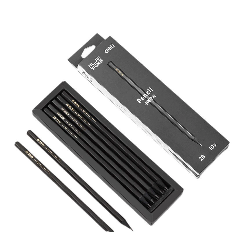 Карандаш дерево-мелок Deli Stationery новый продажа NS722-2B/HB для детского сада и начальной школы, шестигранный черный деревянный карандаш (10 держателей/ящик)