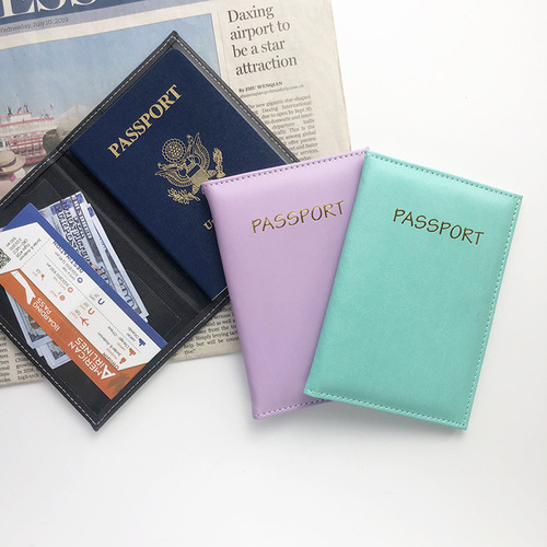 Color-changing PU leather ticket document holder card multi-card function hot stamping passport protective case