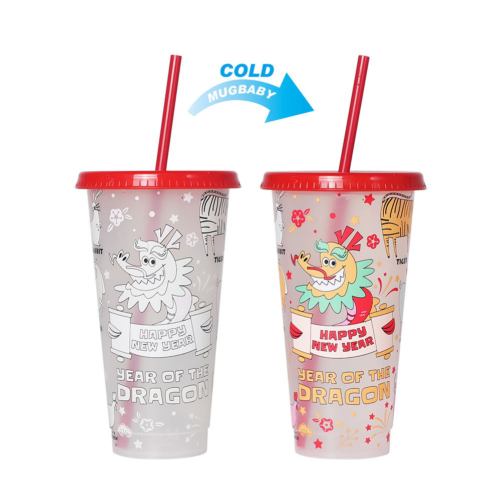 Spot transfronterizo de 710ml taza de plástico de color frío de gran capacidad PP taza de té con leche bebida fría con taza de paja con fábrica de inspección NBCU