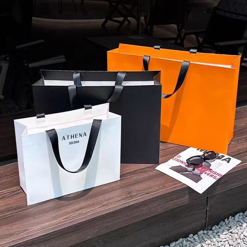 Bolsa de papel sin cintura, bolsas de regalo, logotipo imprimible para embalaje de centro comercial de alta calidad