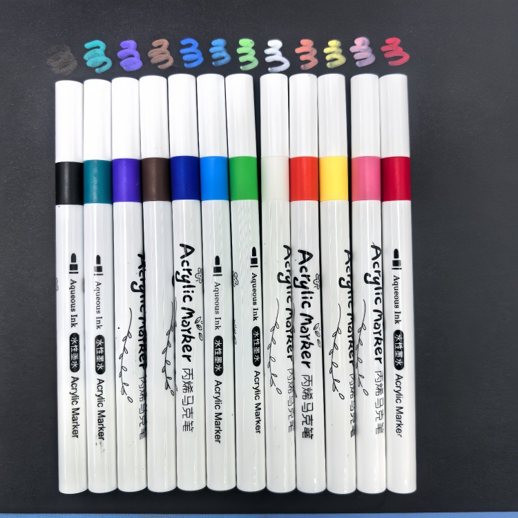 Un solo marcador de acrílico, lápiz de pintura de acrílico blanco, lápiz de graffiti negro, lápiz de pintura de arte para estudiantes