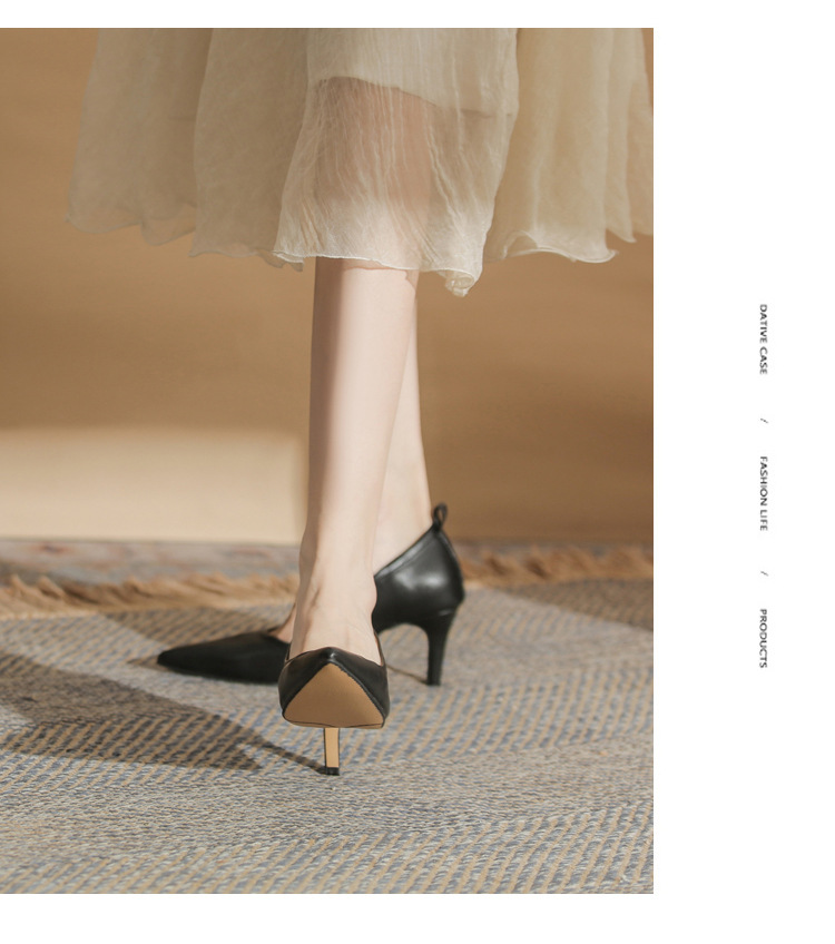 Giày cao gót mũi nhọn miệng nông Jingang ZX60001 – giày stiletto đa năng xuân thu 2025 — màu đen chi tiết 16