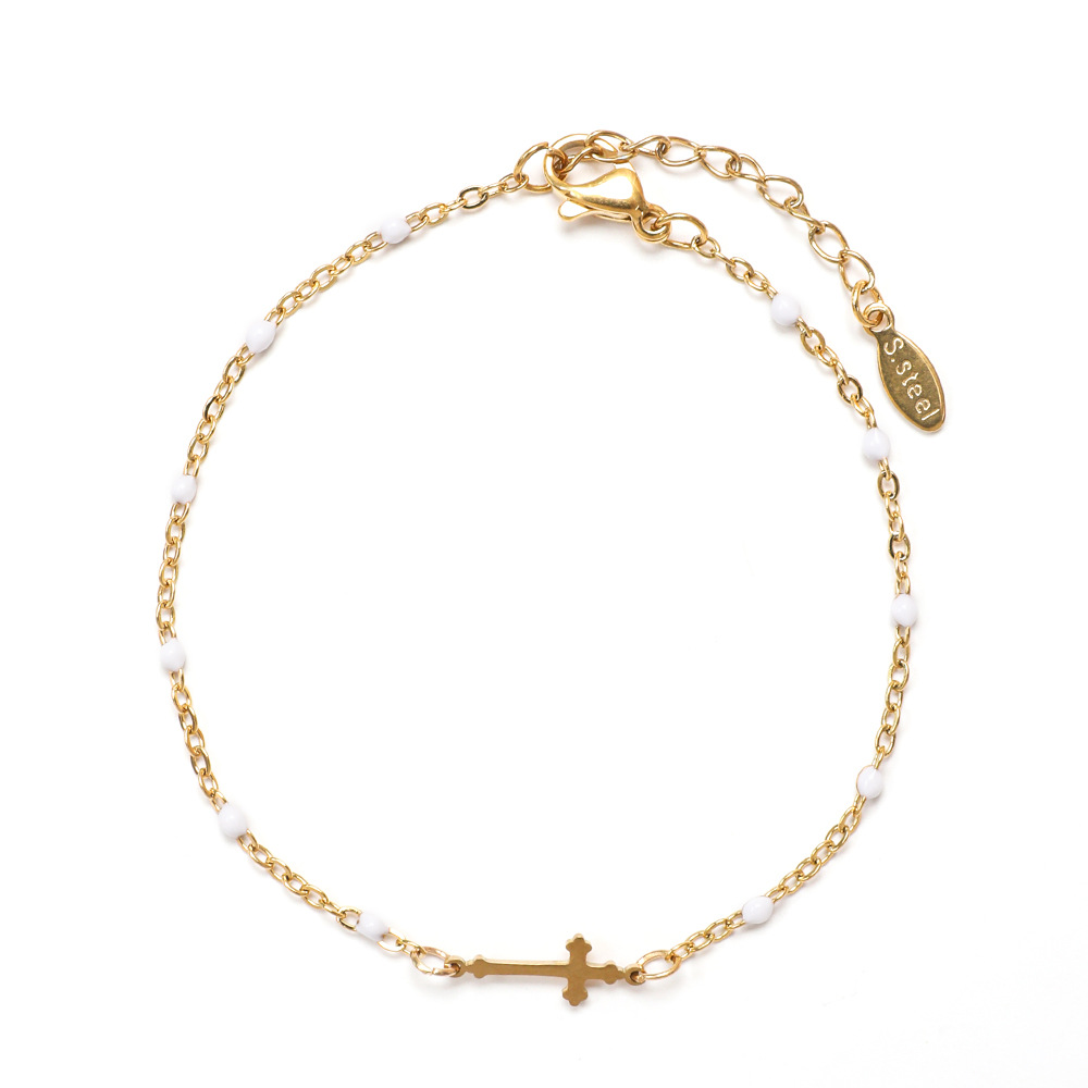 Stainless Steel Simple Style Cross Enamel Plating Bracelets display picture 19