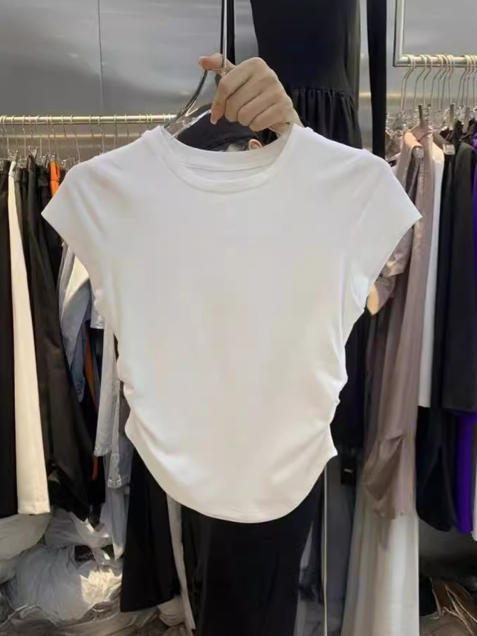 ins ホットガール純粋な欲望ウエスト tシャツ半袖女性の夏の韓国スタイル無地底プルオーバースリム半袖トップ女性のトレンディな