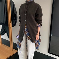 预售2025秋冬新款韩国M*OONDAL设计感高领纽扣针织开衫外套