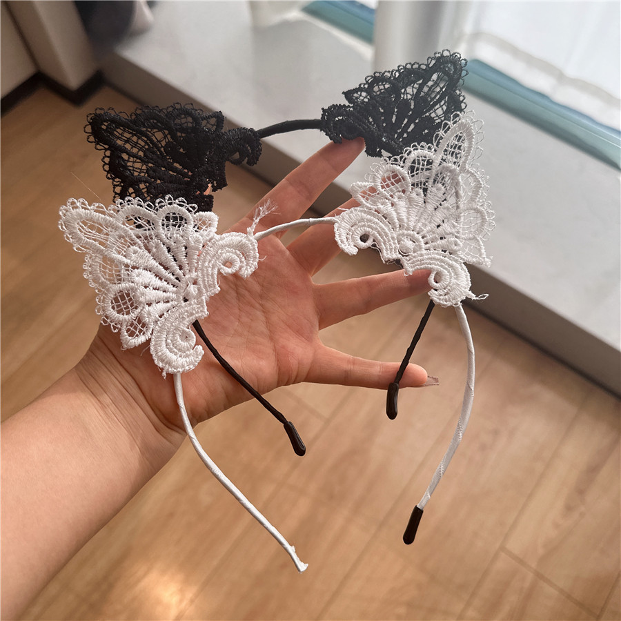 80g Weight Hair Band Hair Accessories Type 1 Piece Quantity Holiday, Stage Occasion Lace Material Bunny Ears, Cat Ear Pattern All Seasons Season Women's Gender Cute, Simple Style Style Cute Simple Style Women's Bunny Ears Cat Ear Lace Hair Band 7