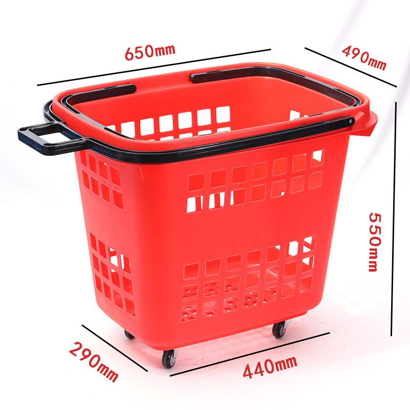 80L 초대형 4륜 트롤리 바구니 레드