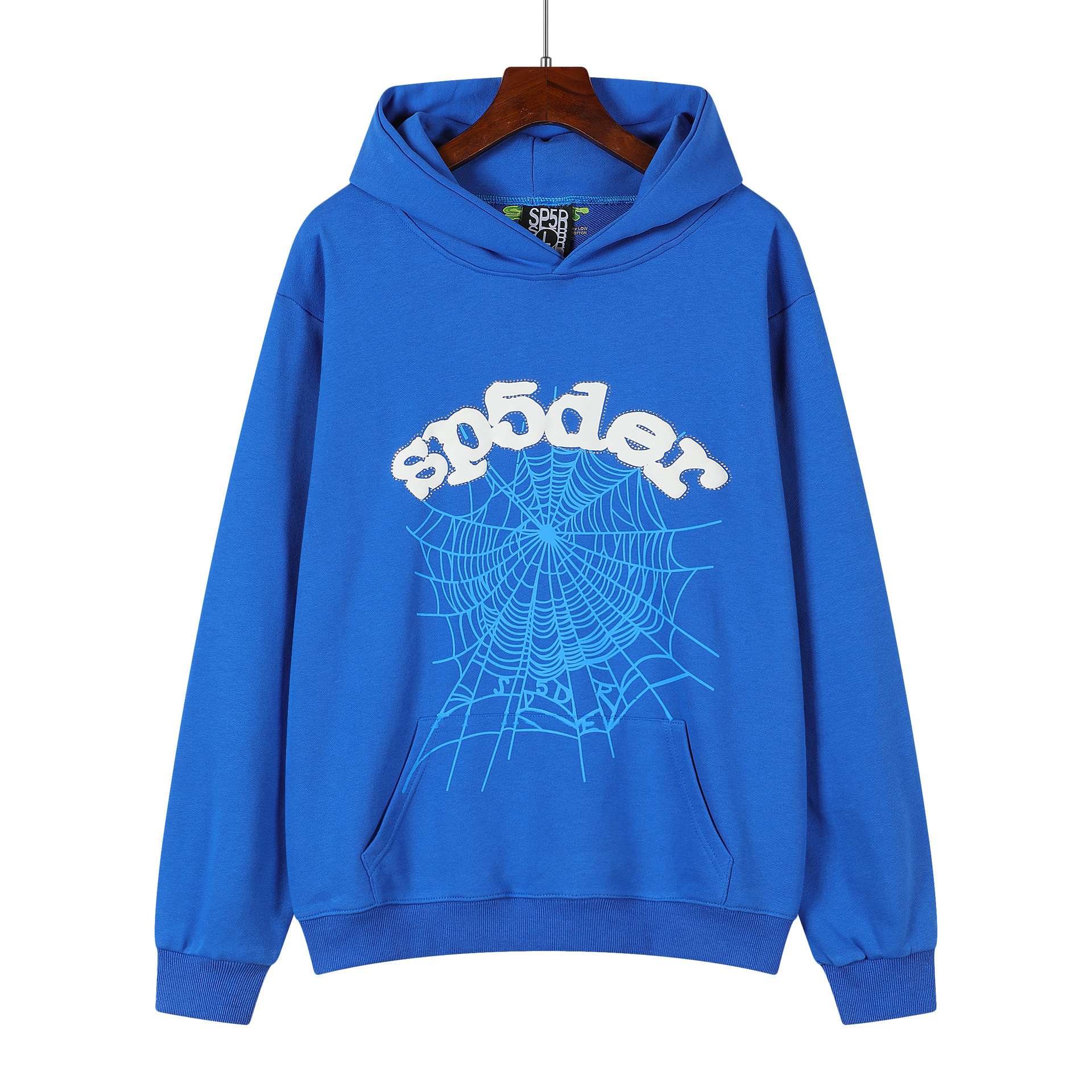 Hermosa moda hombres y mujeres del mismo estilo 555555 tela de araña espuma impresión hip hop suelta pesada Terry suéter con capucha traje