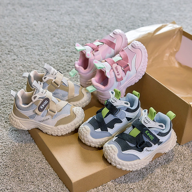 Детские кроссовки для девочек и мальчиков 2025 года, новые осенние, мягкая подошва, сетчатые, для маленьких и средних размеров, дышащие, «папины» кроссовки