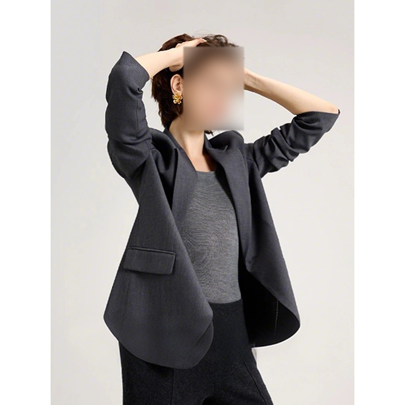 厂家批发  新款 通勤b搭 平驳领一粒扣后开衩垫肩西装外套女|undefined