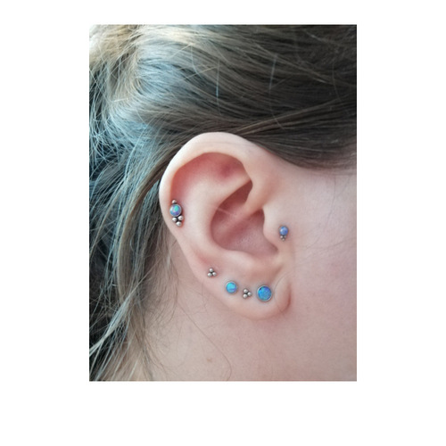 F136 Titanium Alloy Opal Flower Cat Claw Welded Small Ball Lip Nail Ear Bone Nail Cochlear Nail Cross-border Factory Direct Sales