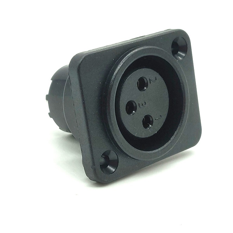 面板式卡侬头 3P母座 塑胶 卡侬头母座  PIN针镀镍3芯