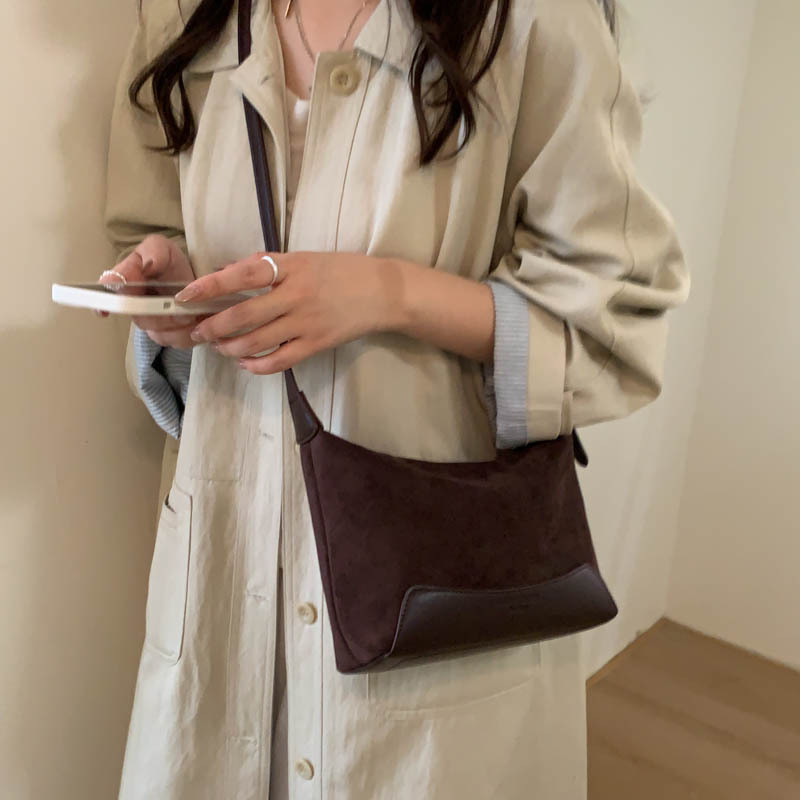 Cross-Border New Autumn/Winter Underarm Bag For Women, Trendy Color-Block Shoulder Bag, Large Capacity Casual Commuter Baguette Crossbody Bag - Thumbnail 2