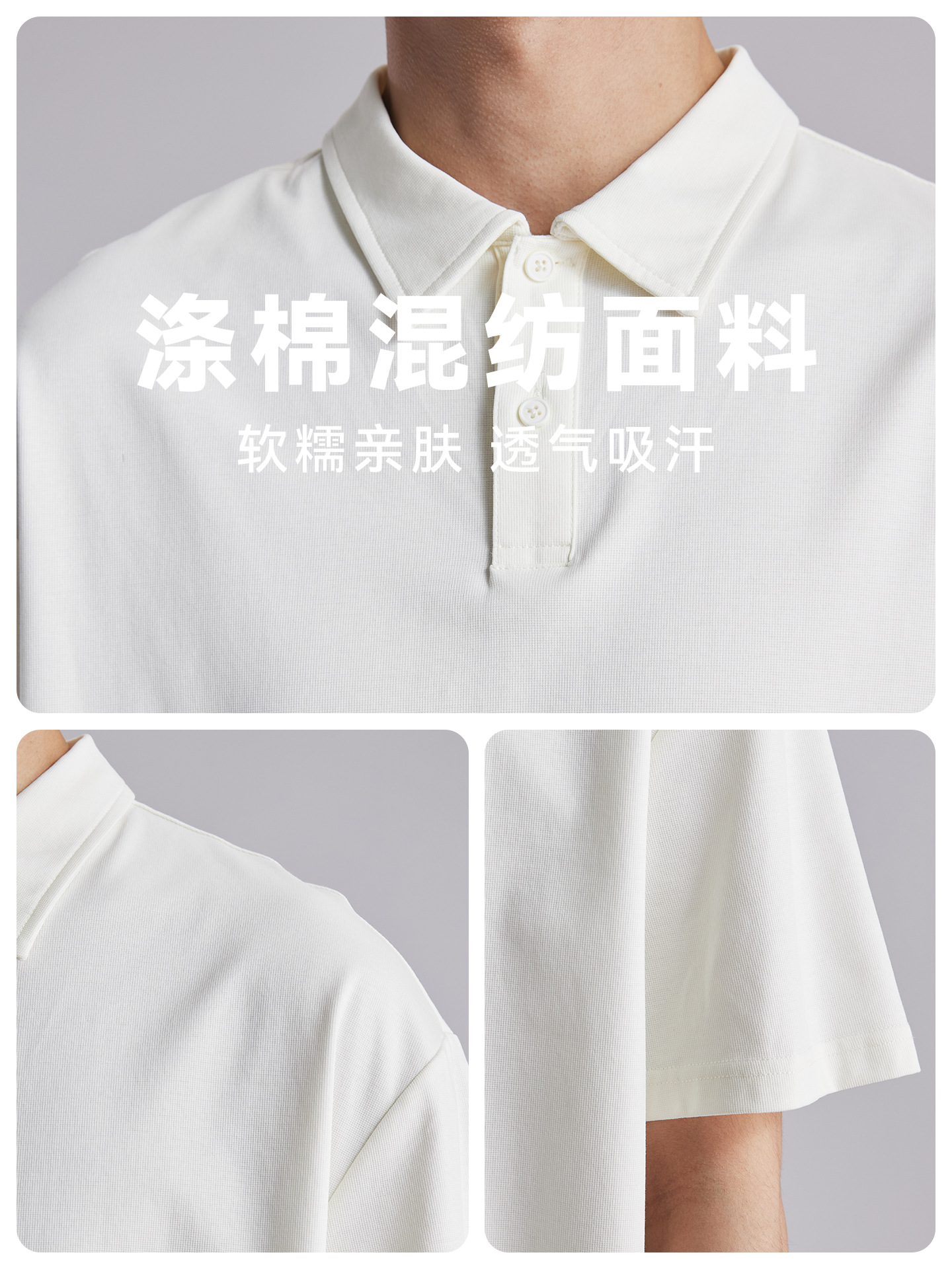 Áo polo nam cổ bẻ dáng rộng chất liệu cotton dày 220g, tay ngắn thoáng khí — đen