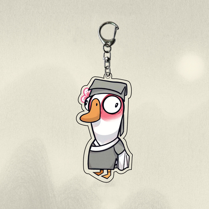 Dibujos animados pato ganso matando monstruo Qitan icono de acrílico llavero lindo expresión creativa bolsa decorativa colgante clave