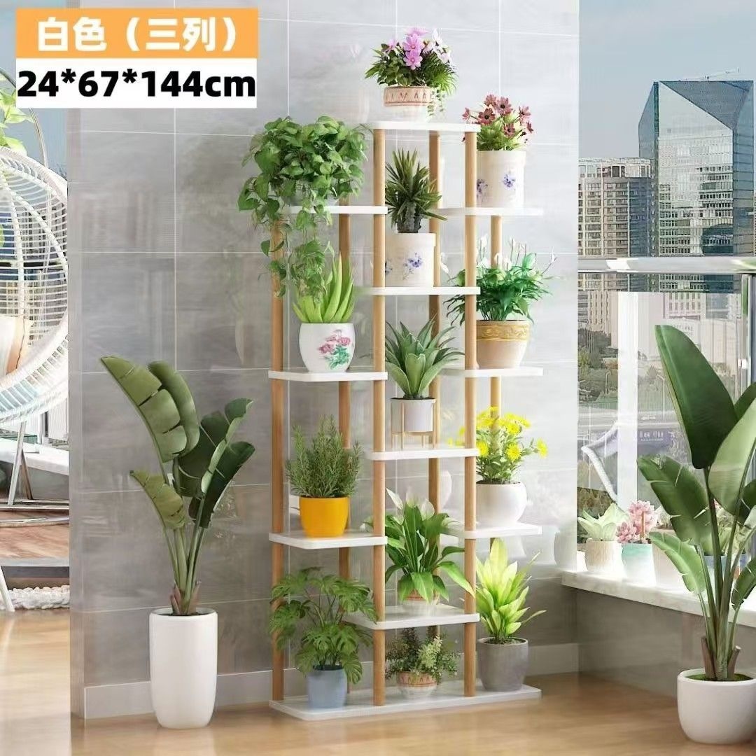 Estante de flores, plantas suculentas de radix verde, estante de almacenamiento de lujo ligero, estante de piso interior, estante de maceta de flores de balcón simple multicapa