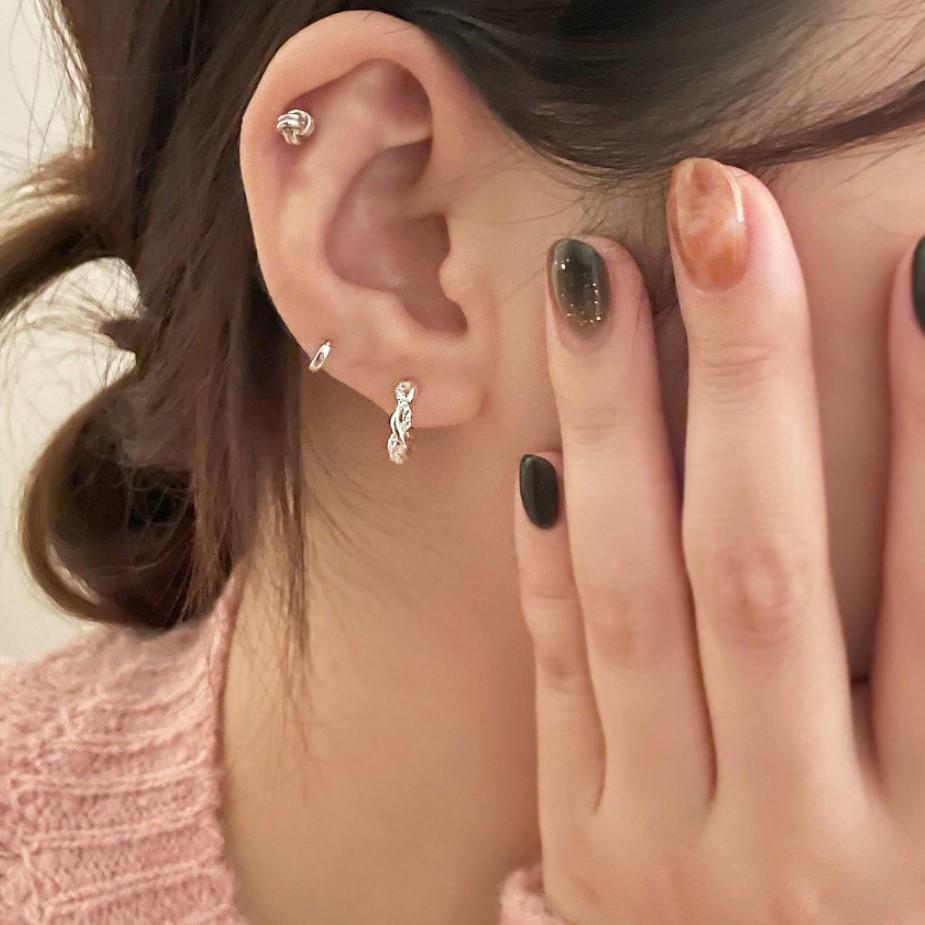925 Sterling Silver Material 18K Gold Plated Plating 1 Pair 925 Sterling Silver Zircon Twist Earrings