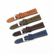 工厂直销跨境热卖复古手工多孔牛皮表带18/19/20/21/22mm