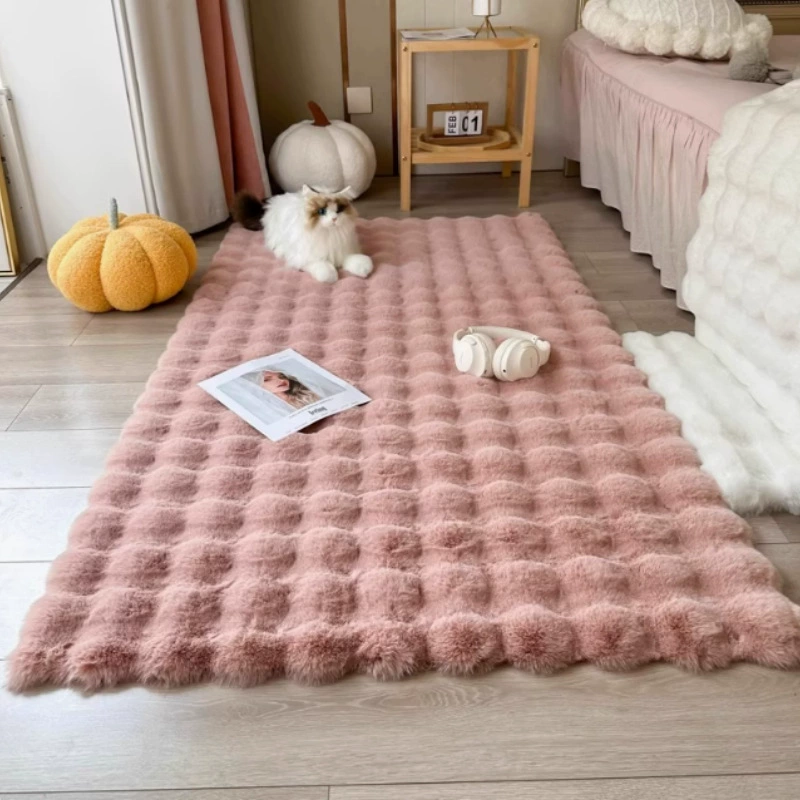 Soft cream carpet for bed, increased thickness