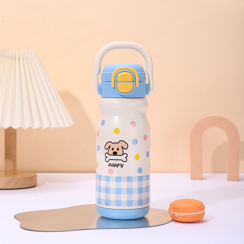 新しい 316 断熱カップ漫画かわいいダブルドリンクハンドルポータブルポット屋外ポータブルカップ高価値ストローカップ|undefined