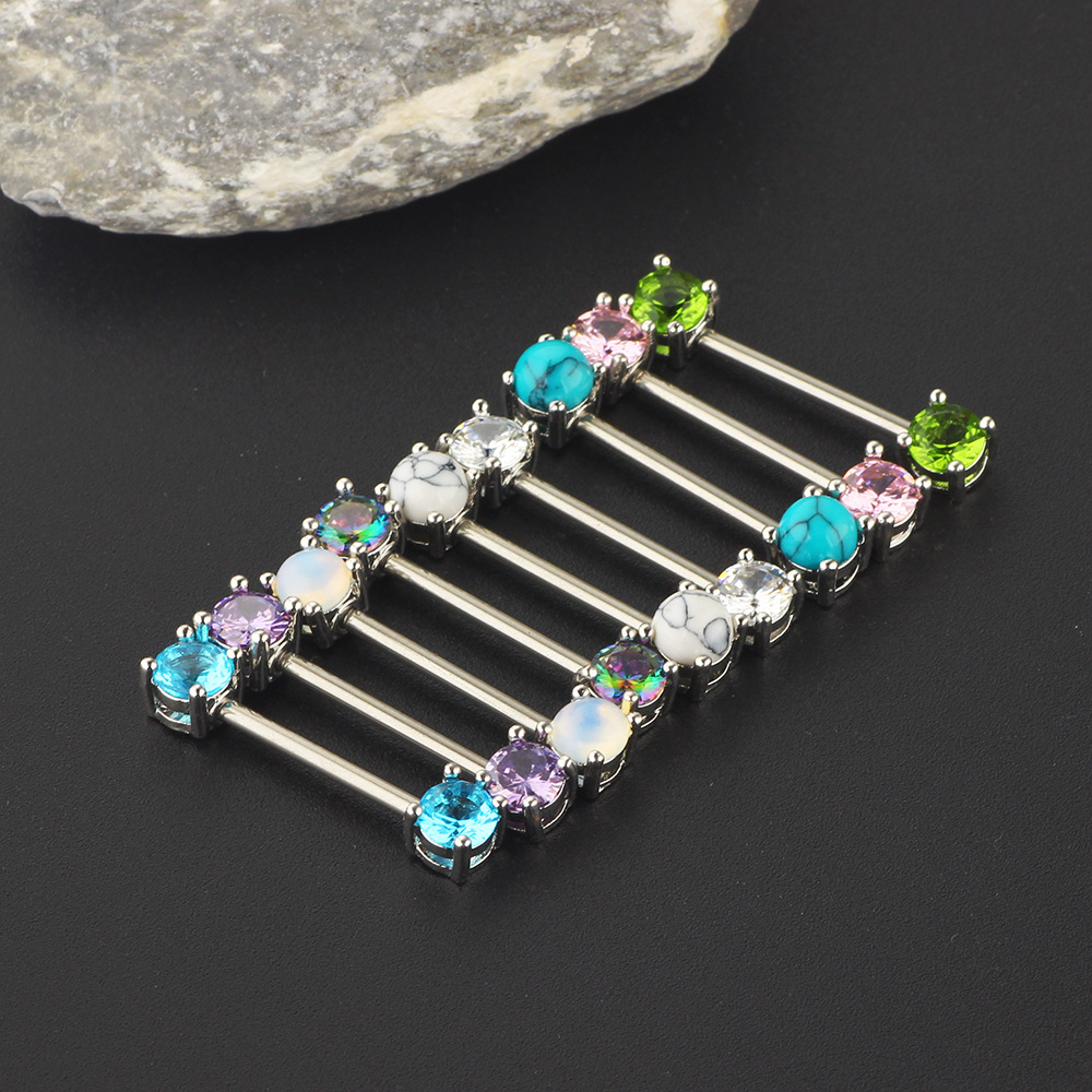 Simple Style Solid Color Stainless Steel Inlay Zircon Adhesive nail 1 Piece