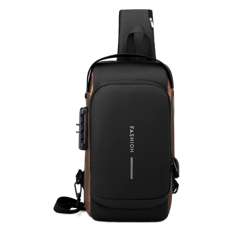Bolso de los hombres hombro multifuncional crossbody bolsa contraseña cerradura deportes motocicleta bolsa impermeable USB carga Puerto antirrobo bolsa de pecho