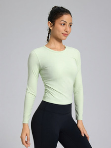 AYM039539 Long-Sleeve Ribbed Crop Top Quick Dry Fitness Aoyema wholesale