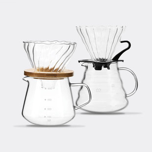 Coffee Pot Hand coffee filter cup drip pot glass sharing pot suit filter with scale cold extraction Cup American