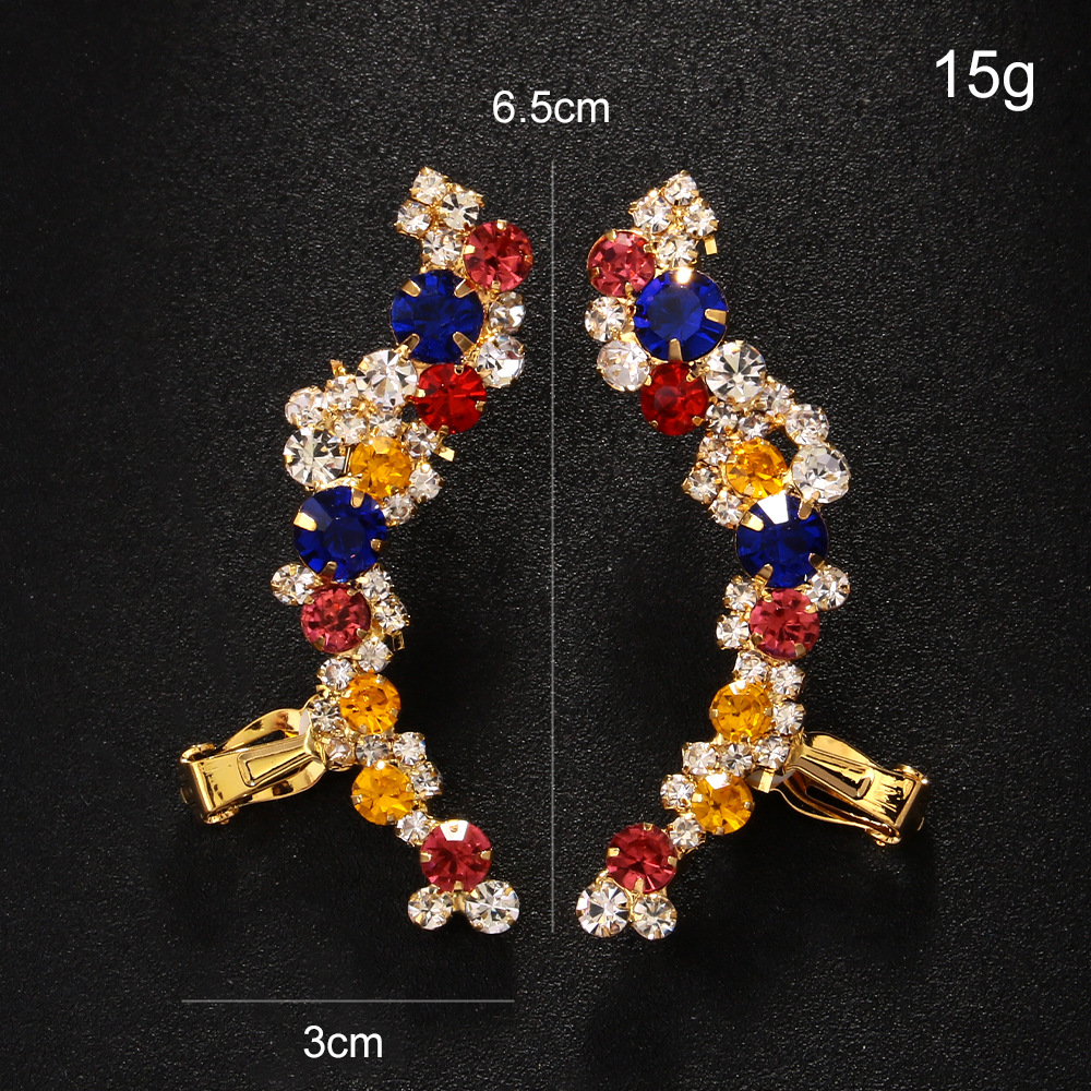 Aliexpress nuevo color flores orejas clips hueso nicho de alta calidad pendientes de diamante aretes de mujer