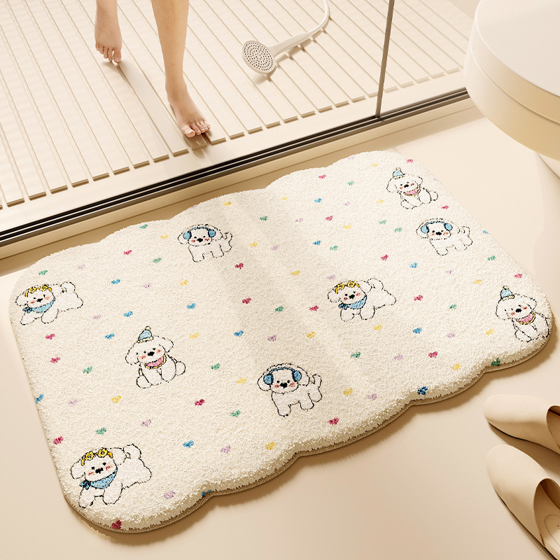 バスルームフロアマットは吸水性、滑り止め、厚みのある模造カシミアフットマット、柔らかく肌に優しく、汚れにくく、お手入れが簡単です。|undefined