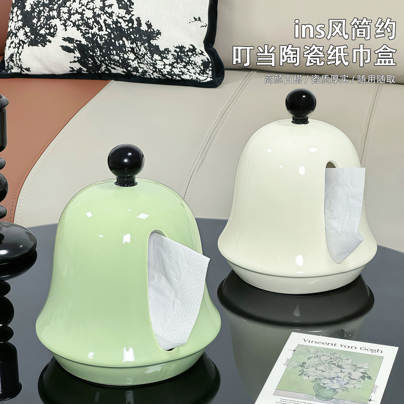 高品質のベルティッシュボックスリビングルームホームティッシュボックスレトロデザインセラミッククリエイティブティッシュ収納ボックス|undefined