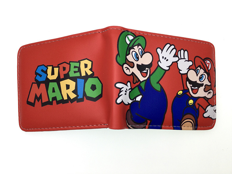 Nuevo Super Mary cartera corta Super Mario estudiante unisex pu cuero Snap cartera