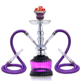 跨境厂家供货小号双管水烟壶阿拉伯烟具新款玻璃烟壶shisha hooka