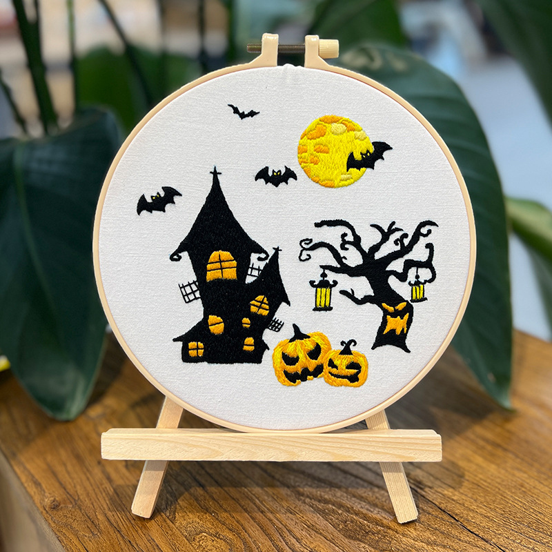 Lu Xiu bordado hecho a mano paquete de material DIY calabaza de Halloween colgando pintura regalo creativo de los niños transfronteriza Inglés pintura colgante