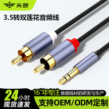工厂批发一分二音频线适用typec/Lightning/3.5mm转双莲花音频线