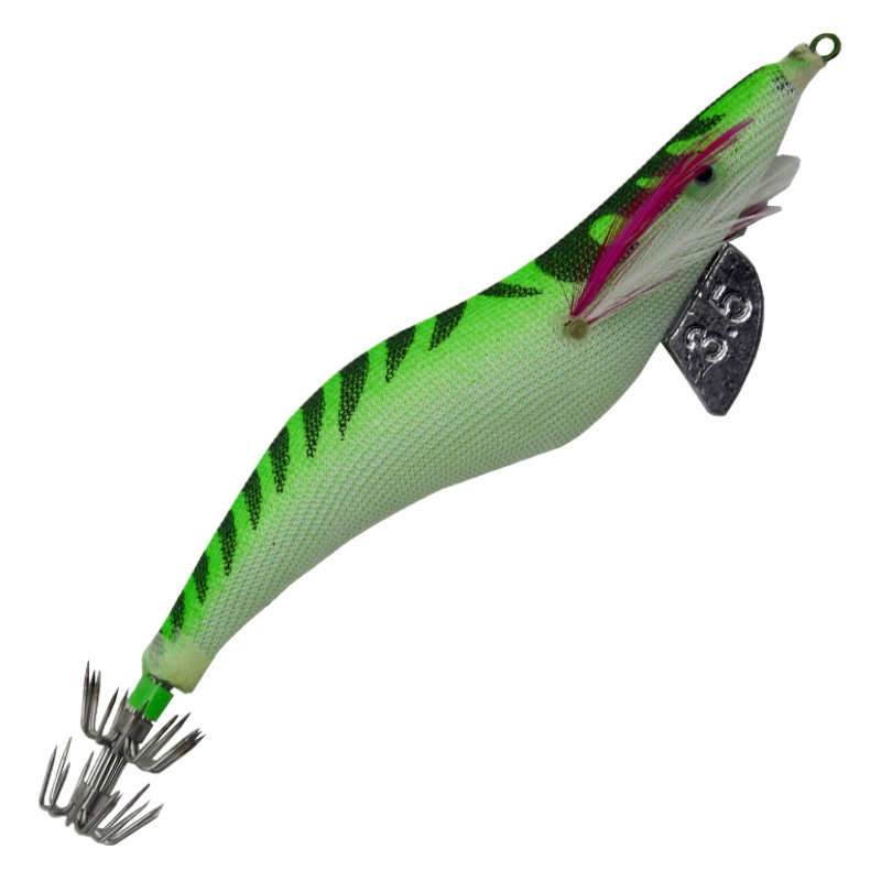 Venta al por mayor gancho de calamar camarón de madera luminoso Luya cebo falso Camarón falso Calamar de pesca caliente