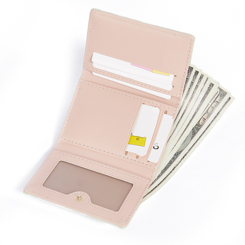 2024 nueva billetera de mujer pequeña corta y exquisita mini bolsa de tarjeta de identificación de estudiante tinta degradada de sentido avanzado