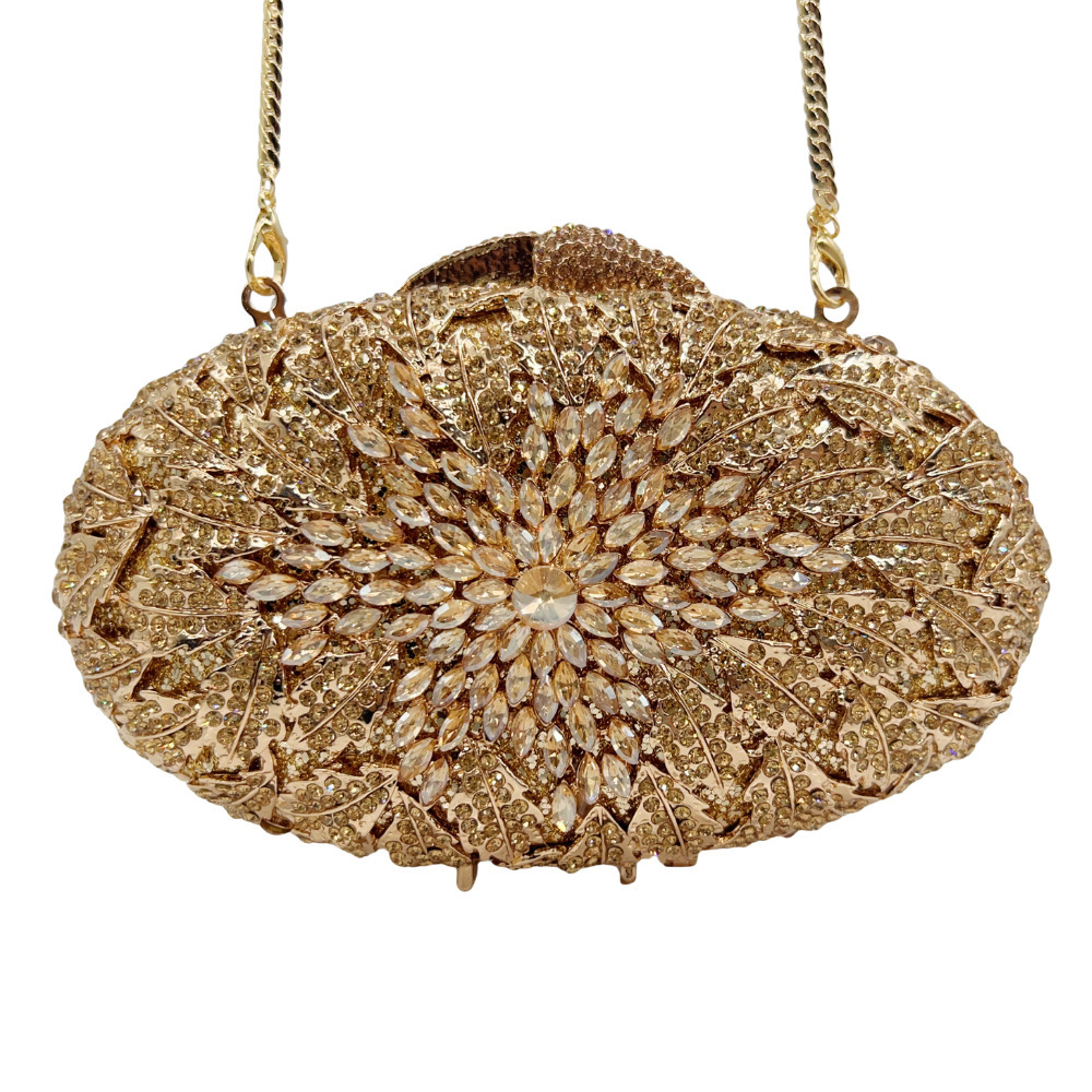 Bolsa de cena de diamantes flor tridimensional bolsas de mano de banquete de diamantes de color bolsas de mano de mujeres cajas metálicas huecas bolsas de mano