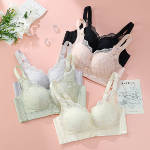 Wireless non-magnetic underwear women's thin breathable hole Cup lace bra top collection breast adjustable bra