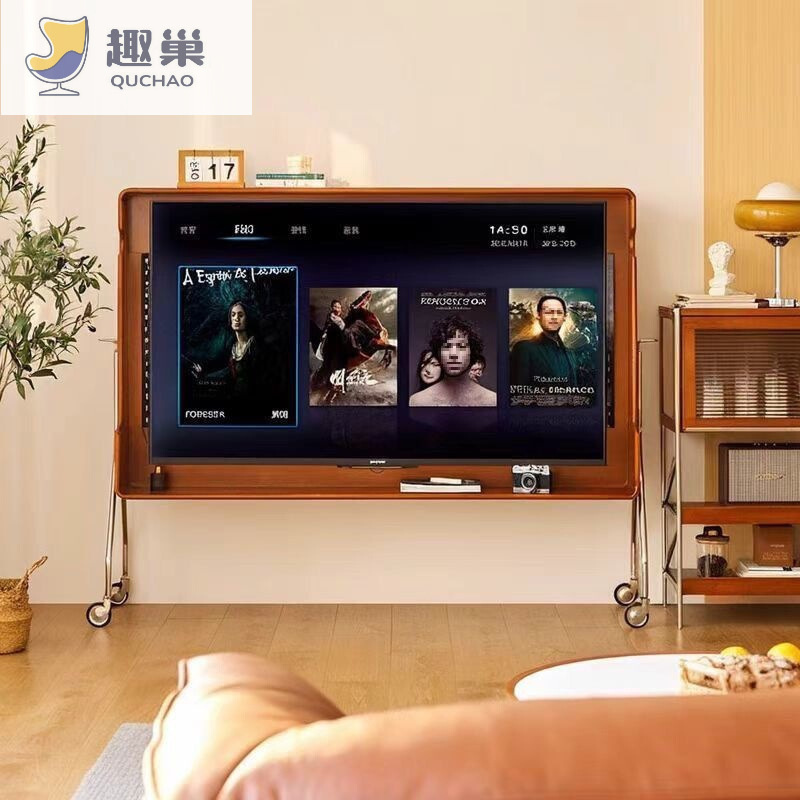 Solid Wood Mobile Tv Stand Nordic Retro Small Apartment Bedroom Home Internet Celebrity Living Room Floor-Standing Tv Cabinet
